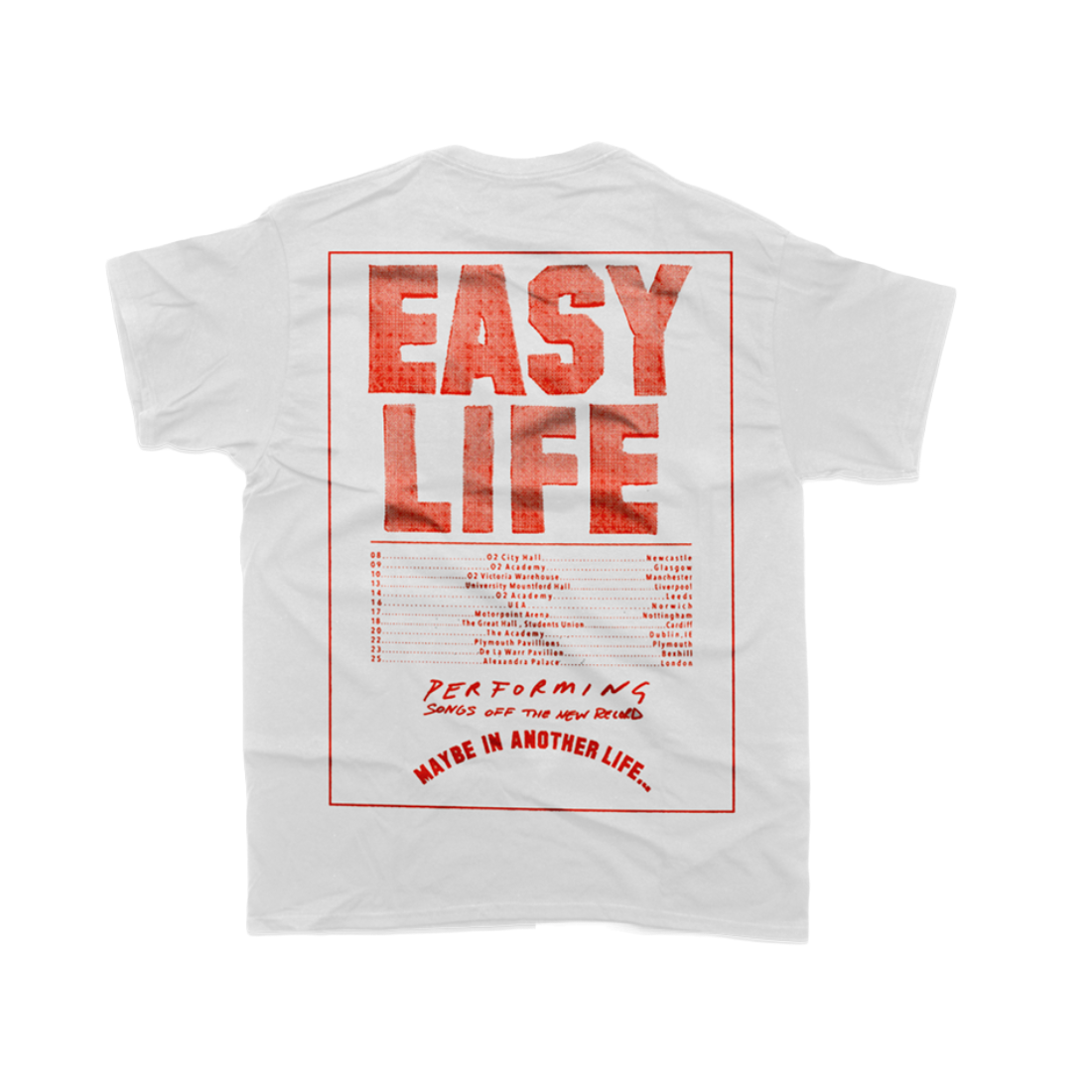 easy life - White Tour Tee with Red Print