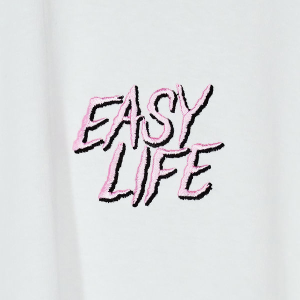 easy life - Pink Logo White Long Sleeve T-Shirt