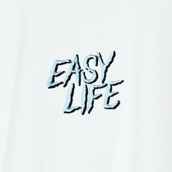easy life - Light Blue Logo White Long Sleeve T-Shirt